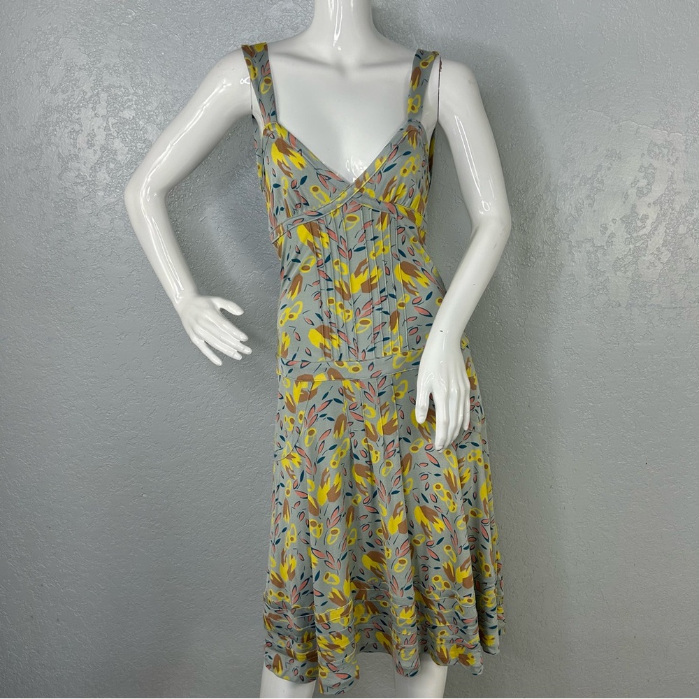 Vintage 90s Y2K Marc Jacobs Blue Floral Print Knit Silk Jersey Dress XS Korea